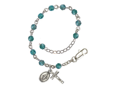Baby 4mm Austrian Crystal Silver-plated Bracelet with Austrian Crystals with Multi-Color Beads in Zircon, Bliss Manufacturing