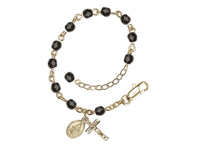 Baby 4mm Black Fire Polished Gold-plated Miraculous Rosary Bracelet, Bliss Manufacturing