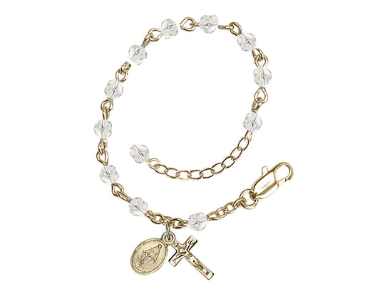 Baby 4mm Fire Polished Gold-plated Miraculous Rosary Bracelet