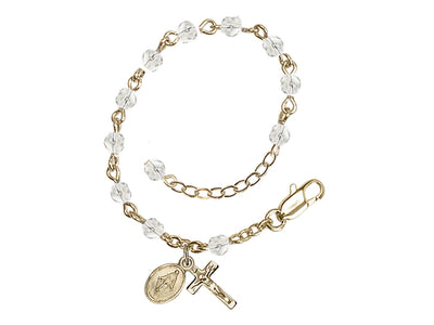 Baby 4mm Fire Polished Gold-plated Miraculous Rosary Bracelet in Crystal, Bliss Manufacturing