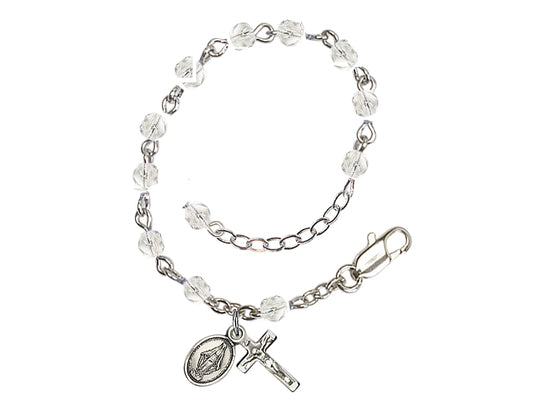 Baby 4mm Fire Polished Silver-plated Rosary Bracelet