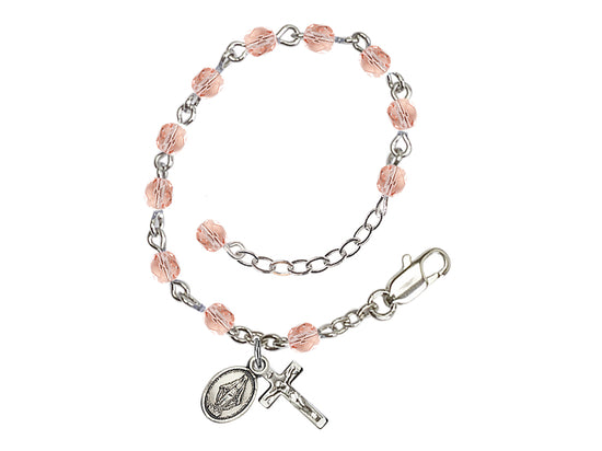 Baby 4mm Rose Fire Polished Silver-plated Rosary Bracelet