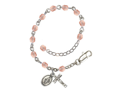 Baby 4mm Rose Fire Polished Silver-plated Rosary Bracelet, Bliss Manufacturing