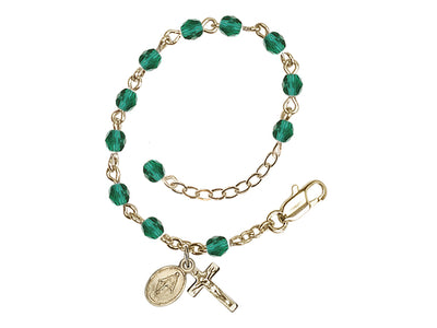 Baby 4mm Zircon Fire Polished Gold-plated Miraculous Rosary Bracelet, Bliss Manufacturing