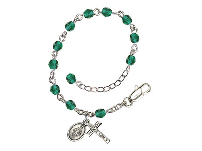 Baby 4mm Zircon Fire Polished Silver-plated Rosary Bracelet, Bliss Manufacturing