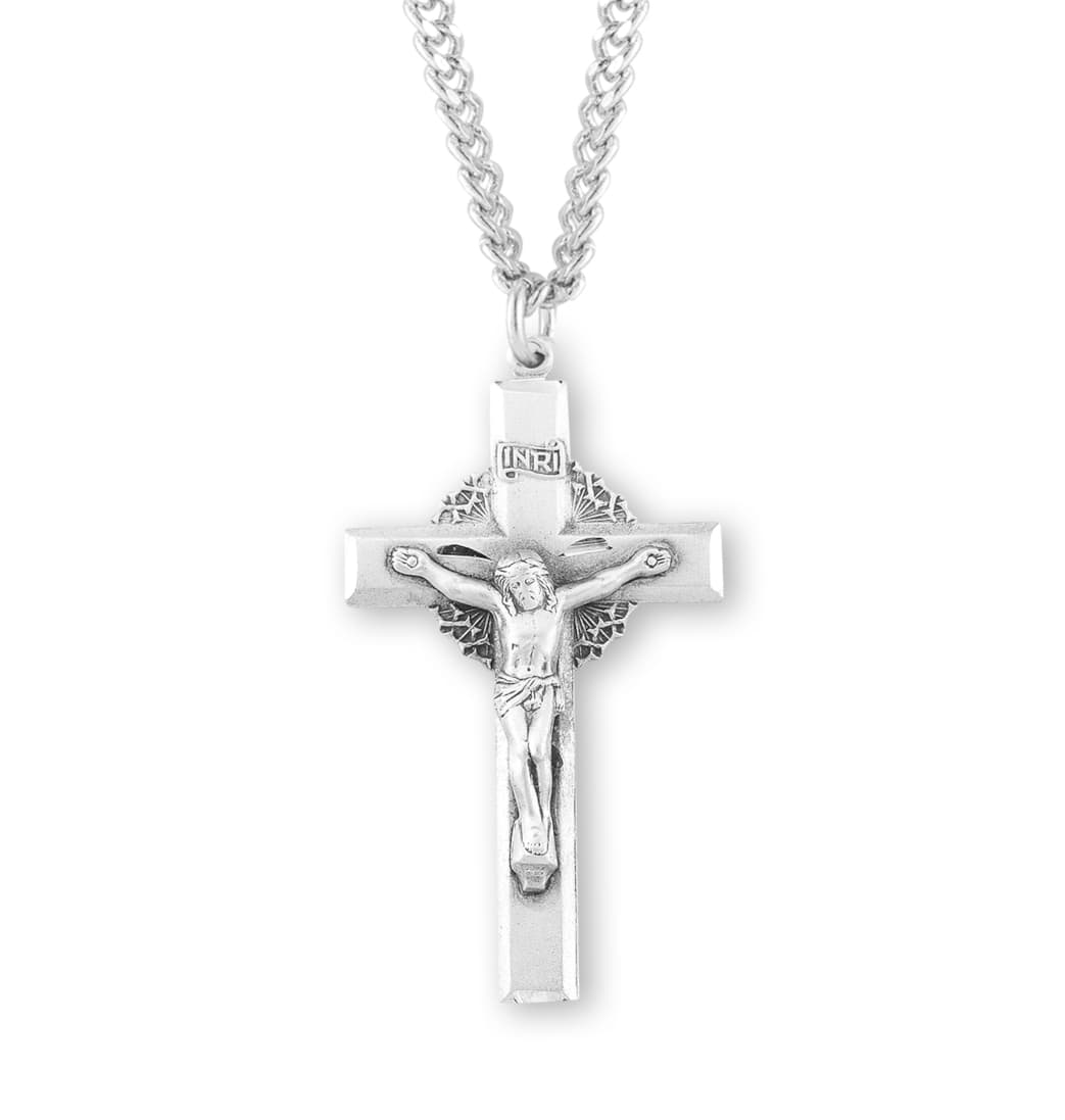 HMH Religious Crown of Thorns Sterling Silver Medal Crucifix,