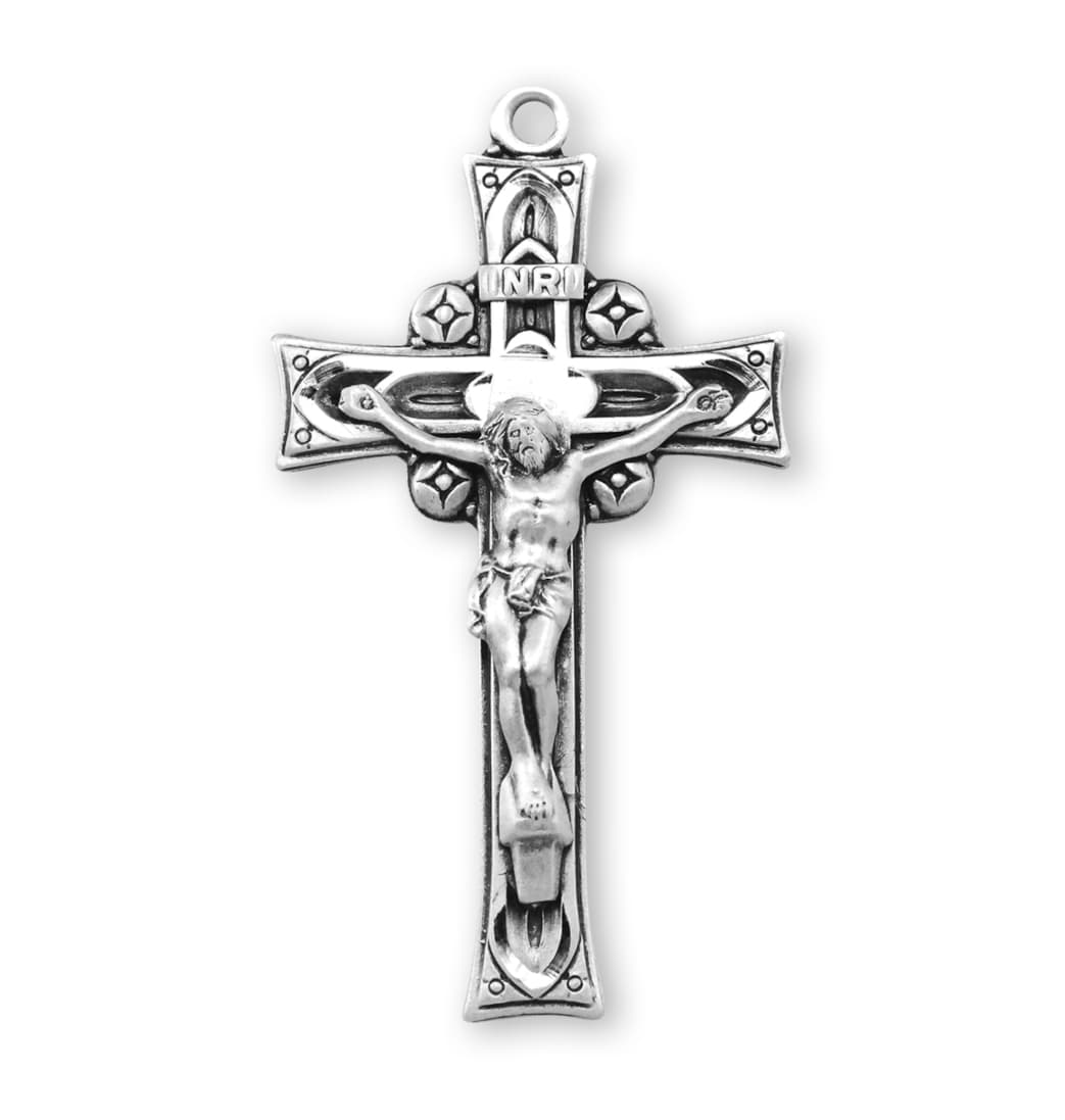 HMH Religious Deep Relief Ornate Sterling Silver Crucifix Rosary Part,