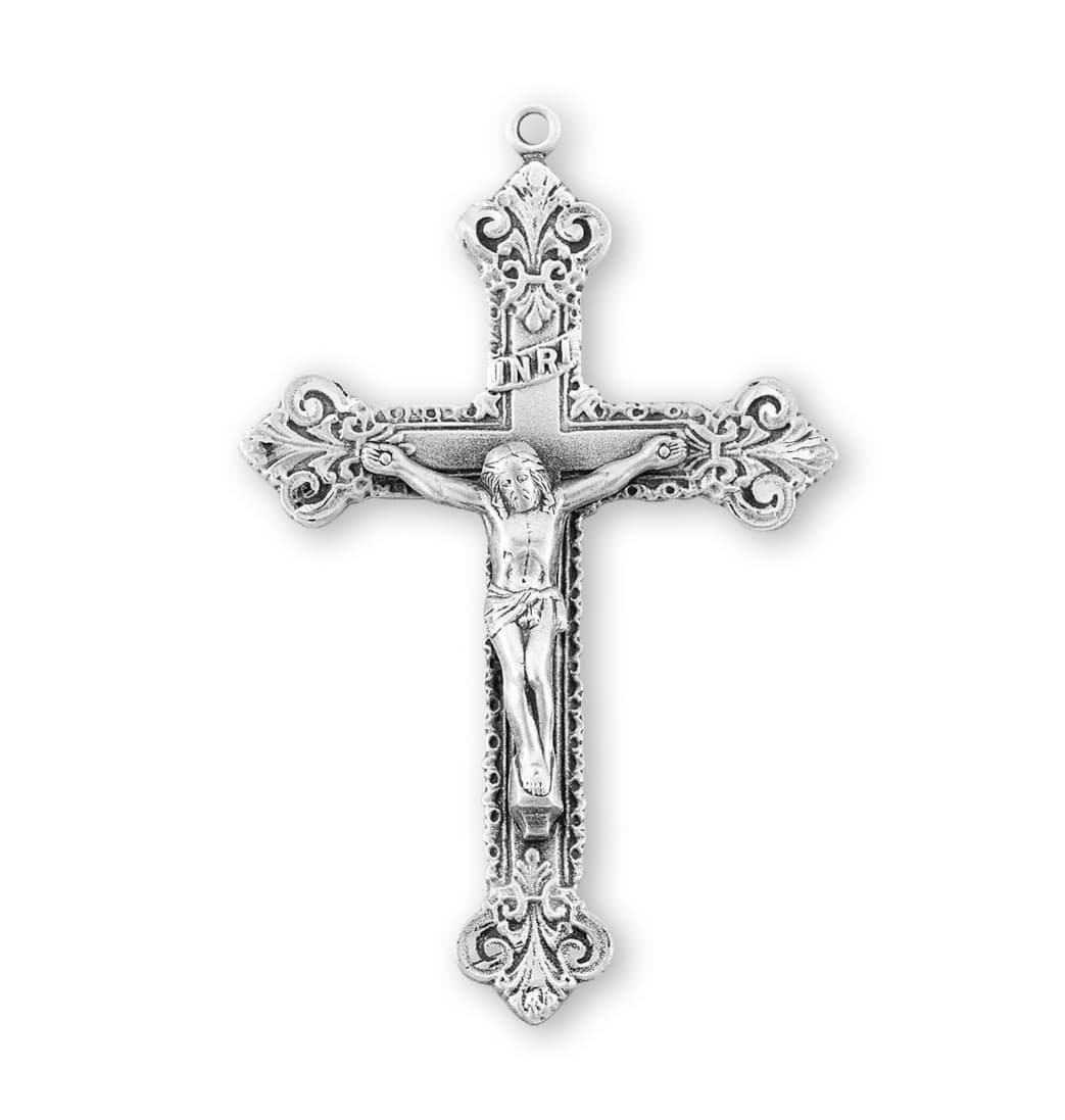 HMH Religious Ornate Scroll Design Sterling Silver Crucifix Rosary Part,