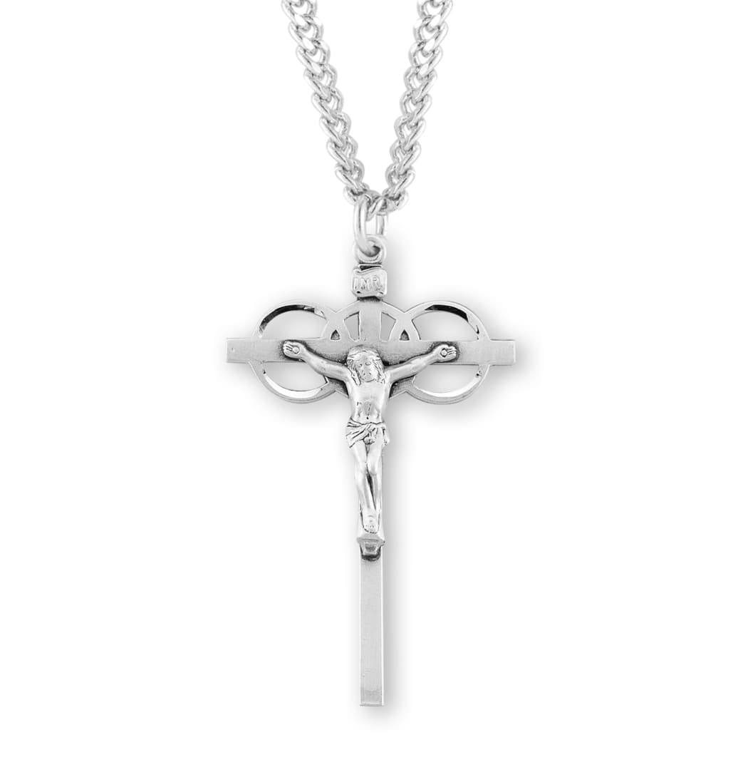 HMH Religious Three Ring Sterling Silver Wedding Crucifix with Chain,