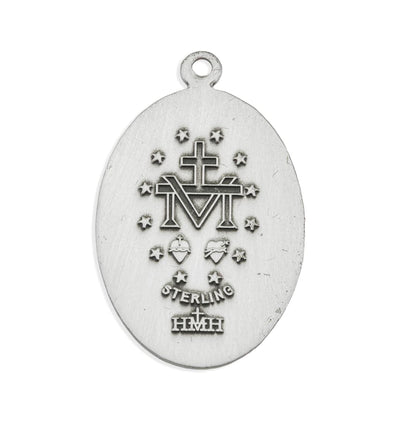Back of Sterling Silver Miraculous Oval Double Sided Necklace, HMH Religious