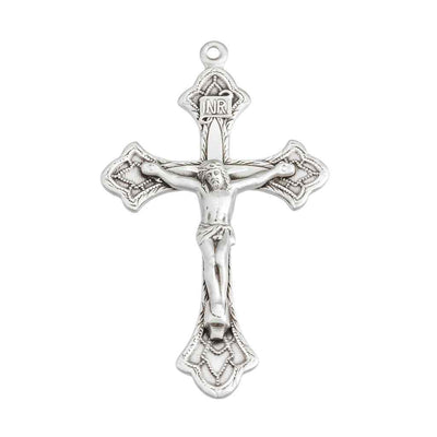 Front of the Flared Detailed Sterling Silver Crucifix | HMH Religious