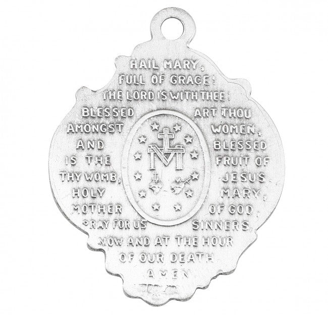 Back of Miraculous w/Hail Mary Prayer Necklace