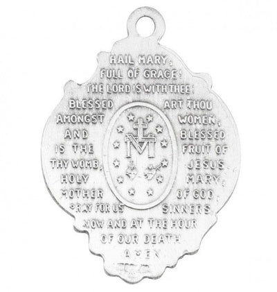 Back of Miraculous w/Hail Mary Prayer Necklace, HMH Religious