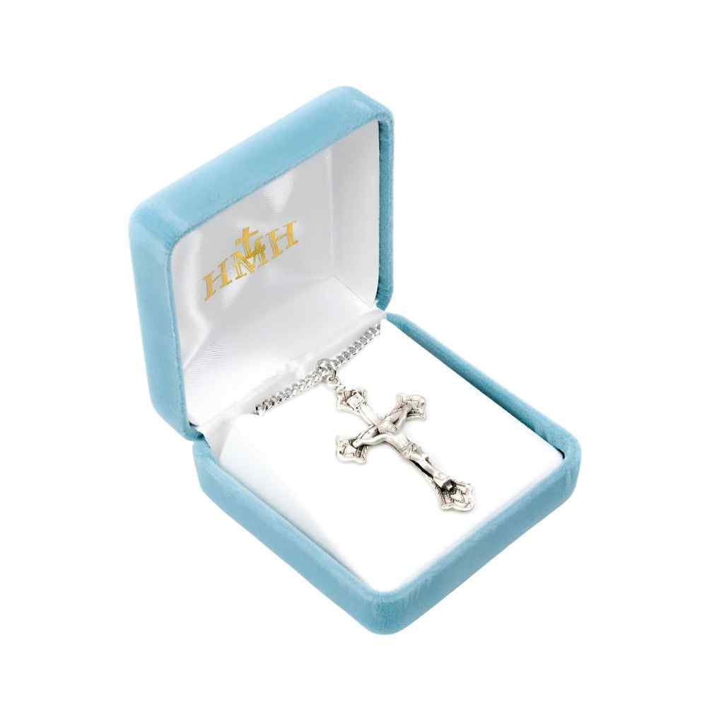 Flared Detailed Sterling Silver Crucifix with a 24" Chain in Gift Box| HMH Religious