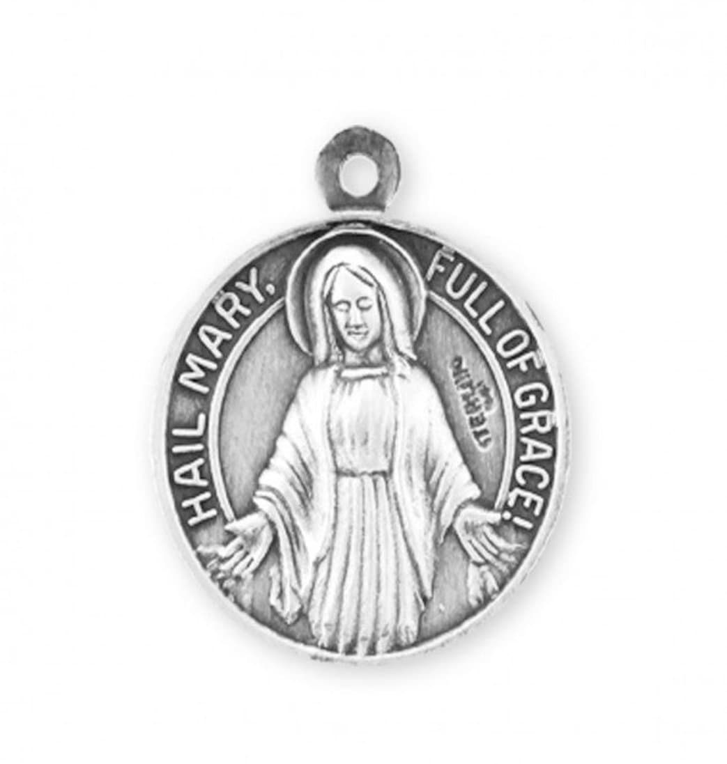 Back of Medal Our Father/Hail Mary Round Sterling Silver Medal