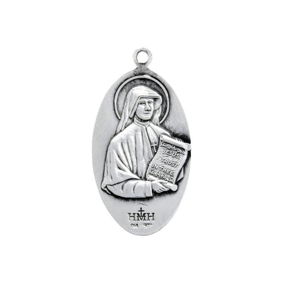 Back of Divine Mercy/St Faustina Sterling Silver Medal Necklace, HMH Religious