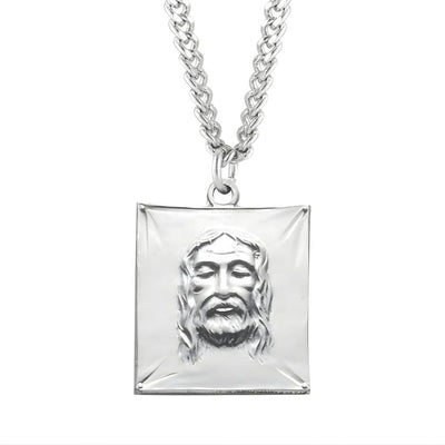 Shroud of Turin Sterling Silver Medal Necklace. . Comes with a 24-inch chain, HMH Religious