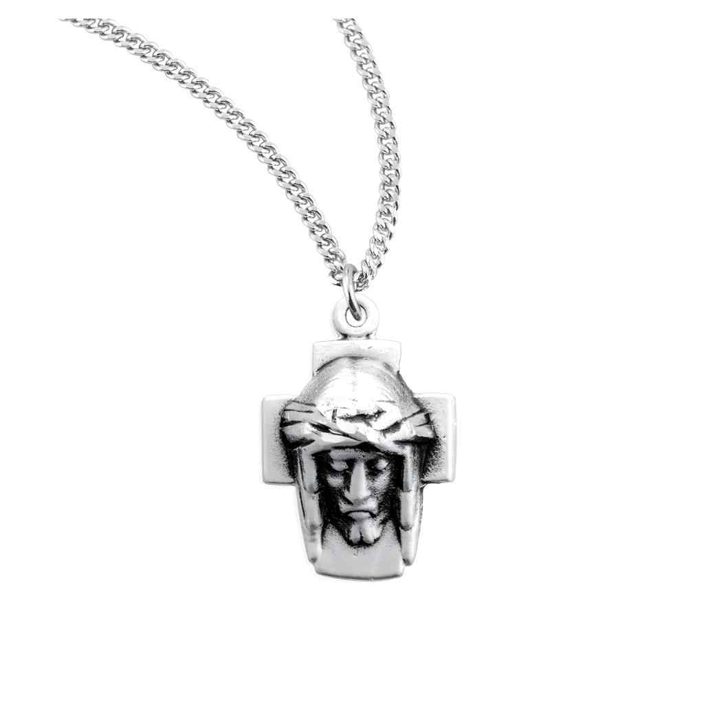 HMH Religious Head of Christ .925 sterling silver medal necklace with 18" chain