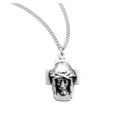 HMH Religious Head of Christ .925 sterling silver medal necklace with 18" chain