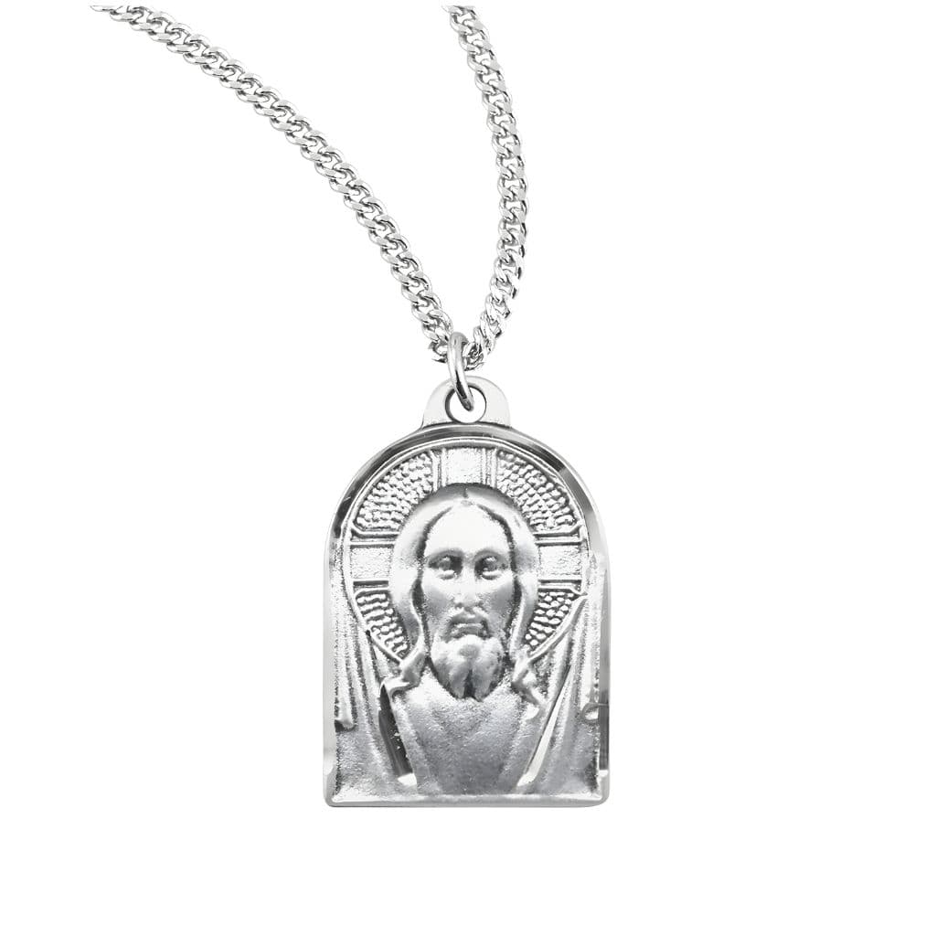 Renaissance Jesus Sterling Silver Medal Necklace. Made in USA HMH Religious. Comes with an 18-inch chain. 
