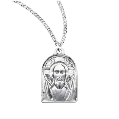 Renaissance Jesus Sterling Silver Medal Necklace. Made in USA . Comes with an 18-inch chain, HMH Religious