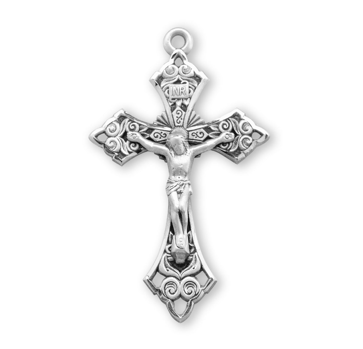 Swirl Detailed Sterling Silver Crucifix Rosary Part