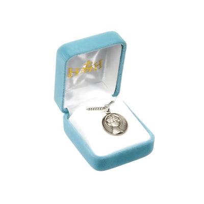 Infant Jesus the Light of the World Sterling Silver Medal Necklace. with chain and deluxe gift box, HMH Religious