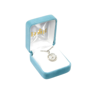 Ecce Homo Sterling Silver Medal Necklace, depiction of Jesus wearing the crown of thorns. with chain and deluxe gift box, HMH Religious