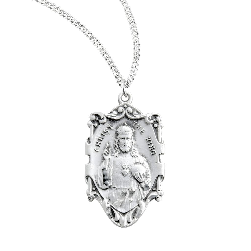 Christ the King Sterling Silver Medal Necklace. Made in USA by HMH Religious. Comes with a 24-inch chain.