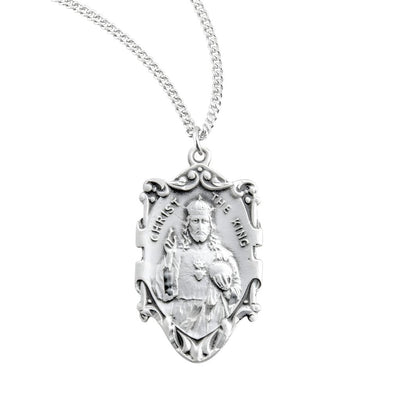 Christ the King Sterling Silver Medal Necklace. . Comes with a 24-inch chain, HMH Religious