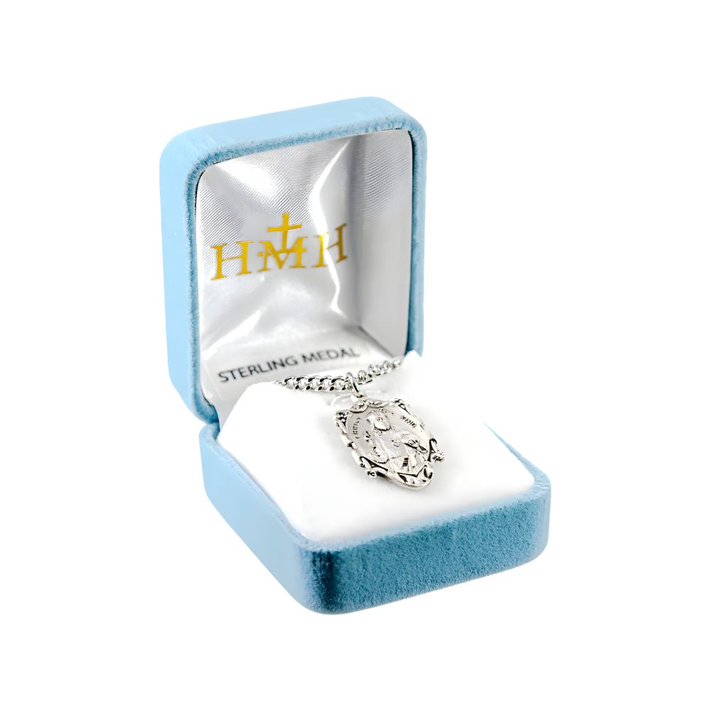 Christ the King Sterling Silver Medal Necklace. Made in USA by HMH Religious. Comes with a 24-inch chain and deluxe gift box.