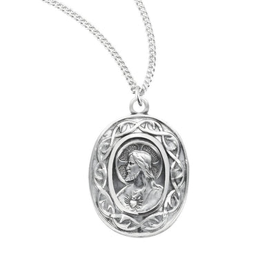 Scapular/Mt Carmel Crown of Thorns Sterling Silver Medal Necklace, HMH Religious