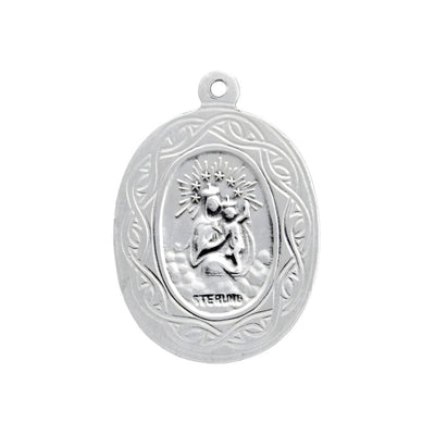 Scapular Crown of Thorns Sterling Silver Medal Necklace on Back, HMH Religious