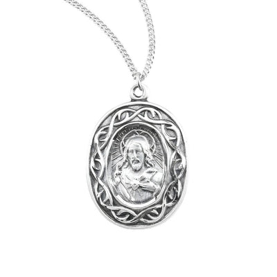 Scapular Crown of Thorns Sterling Silver Medal Necklace, HMH Religious