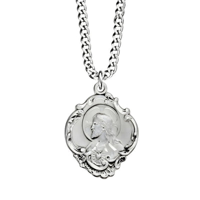 Scapular Baroque Art Nouveau Sterling Silver Medal, HMH Religious