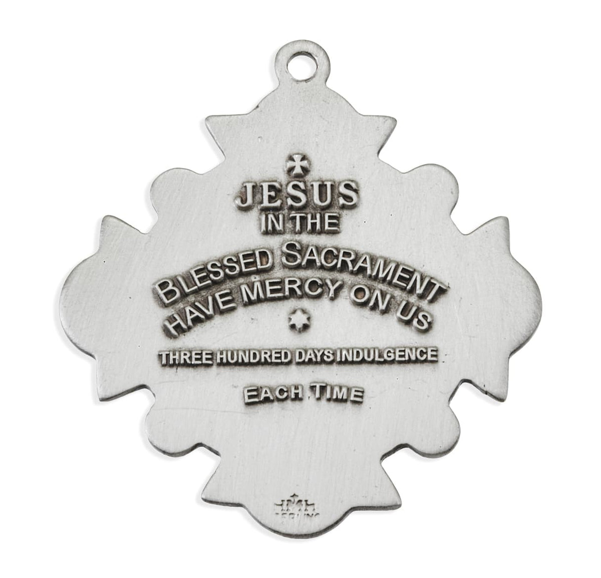 HMH Religious Blessed Sacrament Cross Sterling Silver Medal Necklace with Christ and St. John. Made in USA with chain and deluxe gift box.