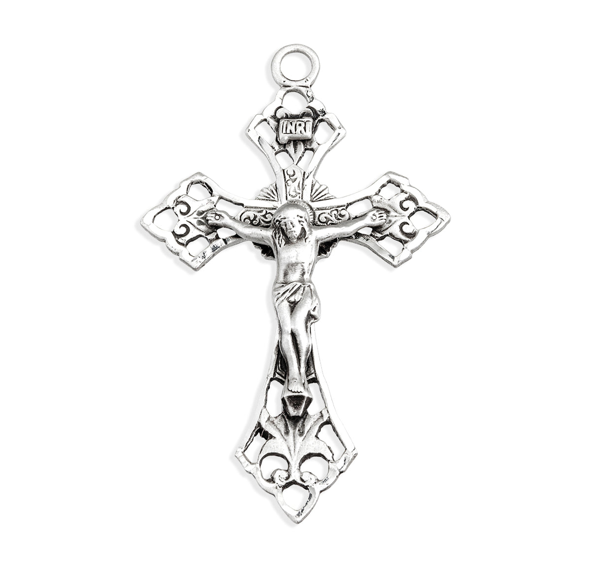 Medium Swirl Detailed Sterling Silver Crucifix Rosary Part