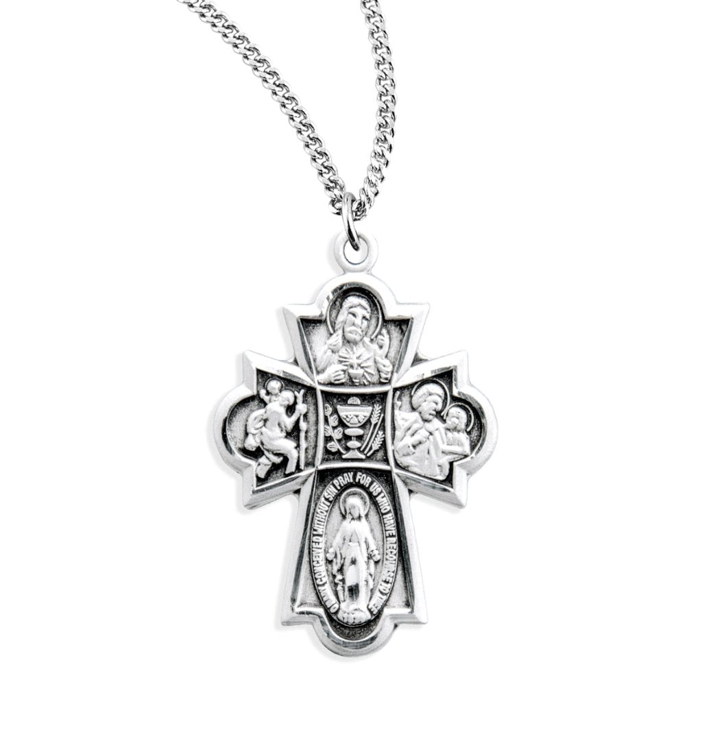 HMH Religious Communion 4-Way Chalice Cross Medal Necklace,