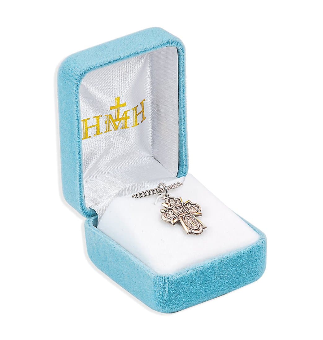 HMH Religious Communion 4-Way Chalice Cross Medal Necklace in Box,