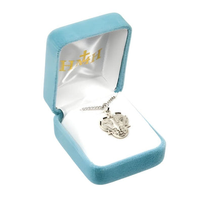 Religous Trinity Holy Spirit Confirmation Sterling Silver Medal Necklace with 18" Stainless Steel Chain, Measures 0.8" x 0.7" in Gift Box, HMH Religious