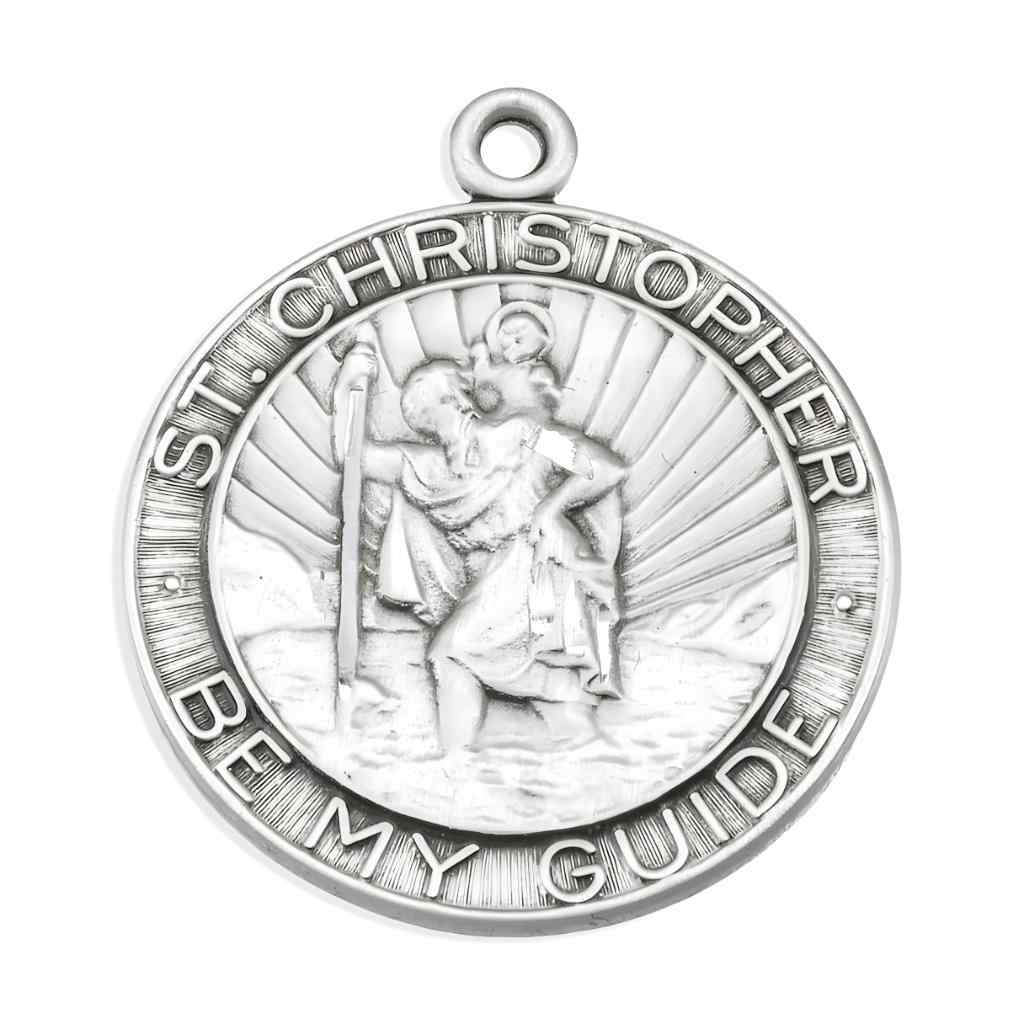 St. Christopher Be My Guide .925 sterling silver round medal