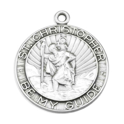 St. Christopher Be My Guide .925 sterling silver round medal