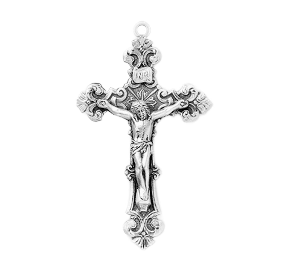 Medium Scroll Design Sterling Silver Crucifix Rosary Part