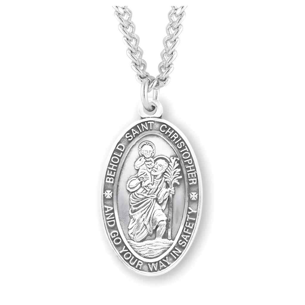 St. Christopher Go Your Way in Safety Sterling Silver Medal Necklace with 24" Chain
