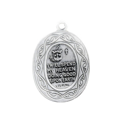 Back of St Therese of Lisieux Crown of Thorns Sterling Silver Medal Necklace, HMH Religious