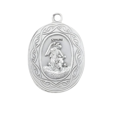 Back of St Joseph Crown of Thorns Sterling Silver Medal Necklace, HMH Religious