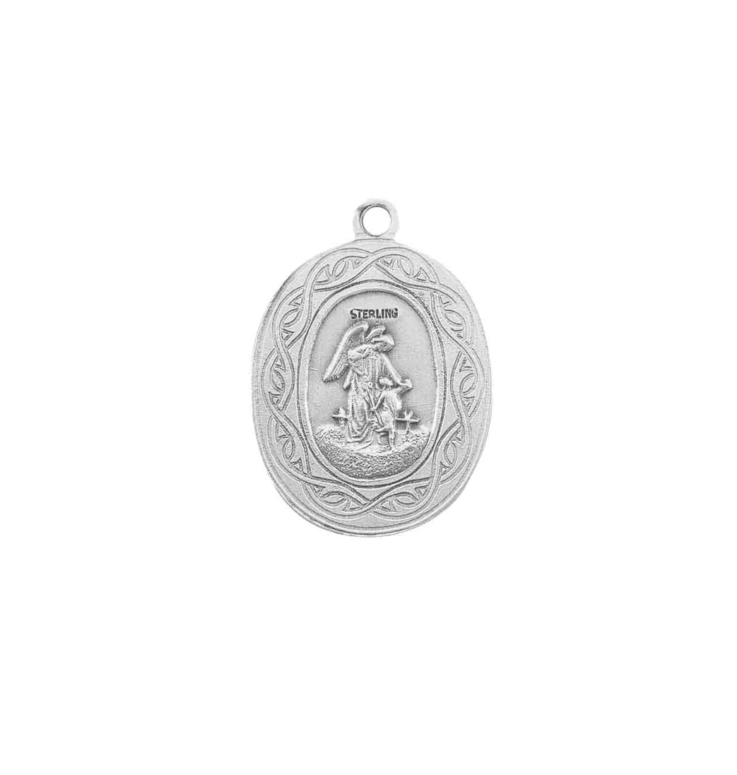 HMH Religious St Anthony of Padua Crown of Thorns Sterling Silver Medal Necklace Back,