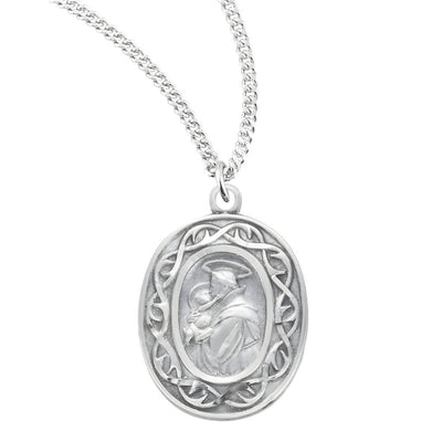 St Anthony of Padua Crown of Thorns Sterling Silver Medal Necklace, HMH Religious