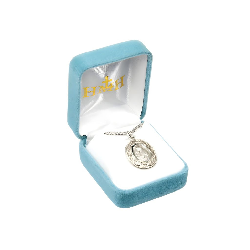 HMH Religious St Anthony of Padua Crown of Thorns Sterling Silver Medal Necklace in Box,