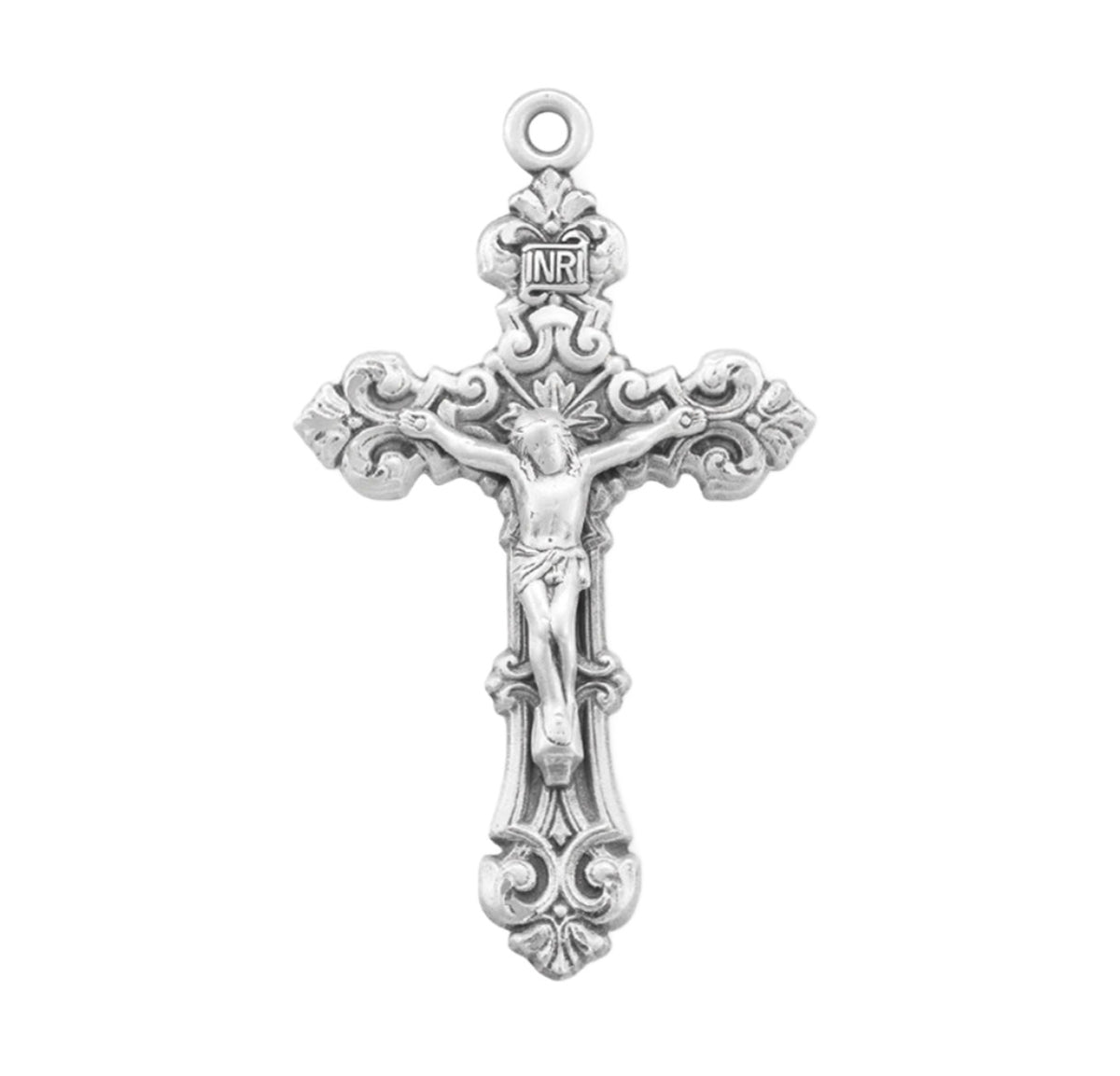 Large Scroll Design Sterling Silver Crucifix Rosary Part